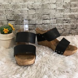 Lucky brand cork black wedges